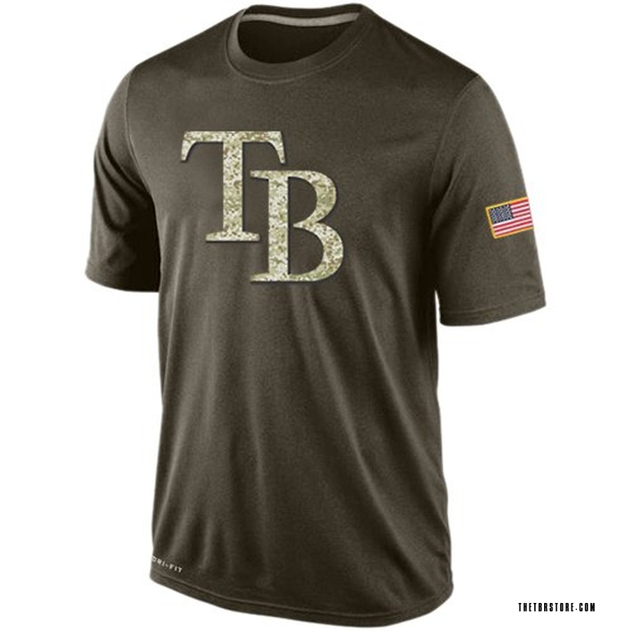 Olive Men's Tampa Bay Rays DriFit Salute To Service KO Performance T